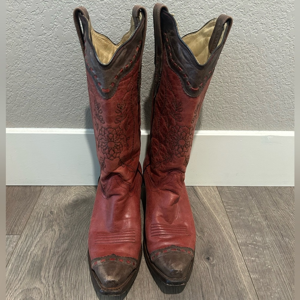 Red and Brown Corral Boots